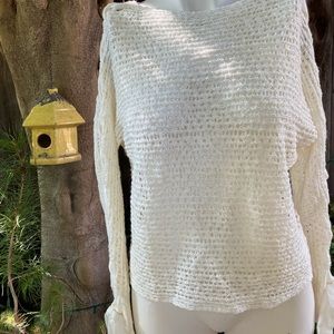 Light airy crochet sweater lace up sleeves size small